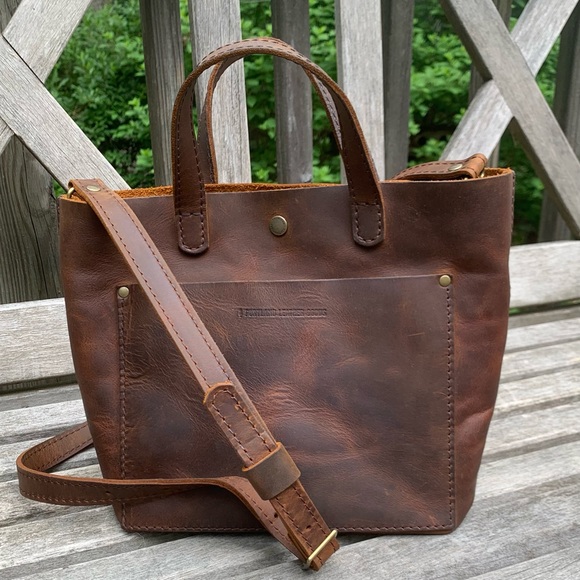 Portland Leather Mini Crossbody Tote - Picture 1 of 8